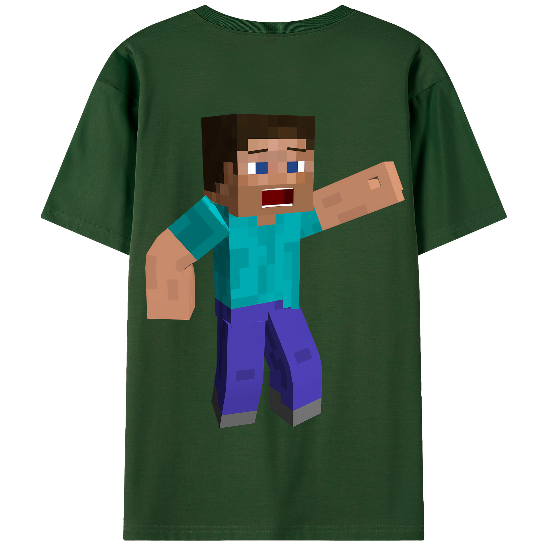 （画像用） マインクラフト ブロックの世界 Minecraft MC Block world 綿100％半袖Tシャツ（背面プリント）